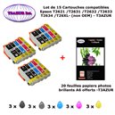 15 cartouches compatibles Epson T2621 T2631 T2632 T2633 T2634 T26XL pour Epson XP 720 800 810 820 -20f A6 brillantes -T3AZUR