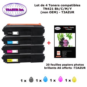 4 Toners compatibles Brother TN421 Bk,C,M,Y pour Brother DCP L8410CDN L8410CDW HL L8260CDW L8360CDW-20f A6 brillantes-T3AZUR 4 Toners compatibles Brother TN421 Bk,C,M,Y pour Brother DCP L8410CDN L8410CDW HL L8260CDW L8360CDW-20f A6 brillantes-T3AZUR