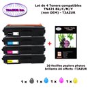 4 Toners compatibles Brother TN421 Bk,C,M,Y pour Brother DCP L8410CDN L8410CDW HL L8260CDW L8360CDW-20f A6 brillantes-T3AZUR