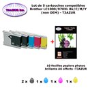 5 cartouches compatibles LC1000XL pour Brother DCP 105CN 130C 135C 150C 153C 330C 330CN 350C+10f A6 brillantes -T3AZUR