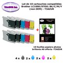 10 cartouches compatibles LC1000XL pour Brother DCP 353C 357C 535CN 540CN 560CN 680CN 750CW 770CW+10f A6 brillantes -T3AZUR
