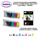 8 cartouches compatibles LC1000XL pour Brother FAX 1055 1360 1460 1560 + 10f A6 brillantes -T3AZUR