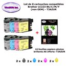 8 cartouches compatibles LC223XL pour Brother DCP J4120DW J562DW MFC J4420DW J4620DW J4625DW J480DW+10f A6 brillantes -T3AZUR