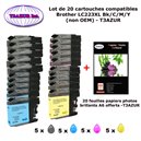 20 cartouches compatibles LC223XL pour Brother MFC J5320DW J5620DW J5625DW J5720DW J680DW J880DW +20f A6 brillantes -T3AZUR