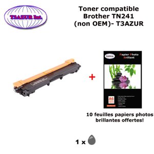 Toner compatible TN241BK pour imprimante Brother DCP 9015CDW 9020CDW HL 3140CW 3150CDW 3170CDW+ 10f A6 brillants - T3AZUR  Toner compatible TN241BK pour imprimante Brother DCP 9015CDW 9020CDW HL 3140CW 3150CDW 3170CDW+ 10f A6 brillants - T3AZUR