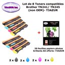 PACK 8 Toners Brother TN 241 BK TN 245 C,Y,M pour imprimante Brother MFC 9140CDN 9330CDW 9340CDW 9340CW+20f A6 brillants -T3AZUR