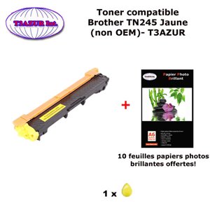 Toner compatible Brother TN245 Yellow pour imprimante Brother MFC 9140CDN 9330CDW 9340CDW 9340CW+ 10f A6 brillants - T3AZUR 