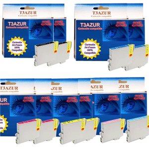 Lot de 10 cartouches compatibles Epson T0801-T0806
