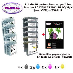 LC129/LC125 XL - Lot de 10 Cartouches compatibles pour Brother LC-129/ LC-125 / LC 129/ LC 125 XL