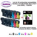 10 cartouches compatibles LC1100 LC980 XL pour Brother MFC 6490CW 6890CDW 6890CW 790CW 795CW 990CW J615W +10f PPA6 -T3AZUR