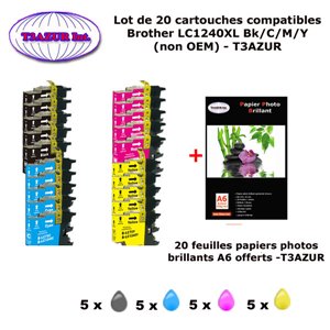20 cartouches compatibles LC1240 XL pour Brother MFC J430W J5910DW J625DW J6510DW J6710DW J6910DW J825DW+20f A6 brillantes -T3AZ