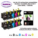 10 cartouches compatibles LC1240 XL pour Brother MFC J430W J5910DW J625DW J6510DW J6710DW J6910DW J825DW+10f A6 brillantes -T3AZ
