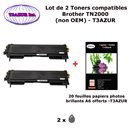 2 Toners compatibles TN2000, TN2005 pour imprimante Brother DCP 7010, 7010L, 7020, 7025+ 10f A6 brillants - T3AZUR 