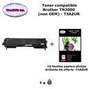 Toner compatible TN2000, TN2005 pour imprimante Brother DCP 7010, 7010L, 7020, 7025+ 10f A6 brillants - T3AZUR 