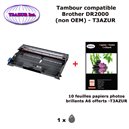 Tambour compatible DR2000 pour imprimante Brother FAX 2820, 2825, 2920+ 10f A6 brillants - T3AZUR 