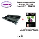 Tambour compatible DR2100  pour imprimante Brother HL 2140, 2150N, 2170W + 10f A6 brillants - T3AZUR 