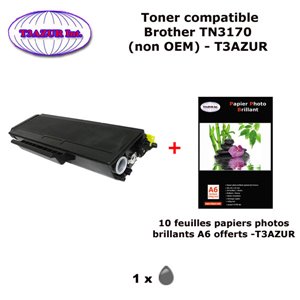 Toner compatible TN3170 pour imprimante Brother HL 5240, 5240L, 5250, 5250DN, 5250DNLT, 5270 +10f A6 brillants - T3AZUR  Toner compatible TN3170 pour imprimante Brother HL 5240, 5240L, 5250, 5250DN, 5250DNLT, 5270 +10f A6 brillants - T3AZUR