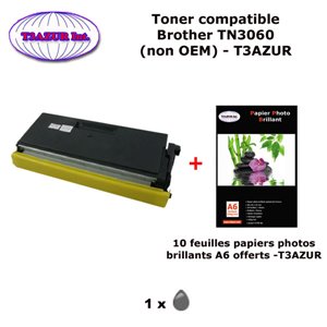 Toner compatible TN3060 pour imprimante Brother HL 5150DLT, 5170, 5170DN, 5170DNLT+10f A6 brillants - T3AZUR 