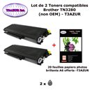 2 Toners compatibles TN3280 pour imprimante Brother HL 5340D, 5350DN, 5370DW, 5380DN+20f A6 brillants - T3AZUR 