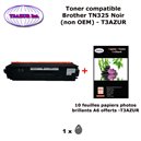 Toner compatible TN325 Bk pour imprimante Brother DCP 9055CDN, 9270CDN Noir + 10f A6 brillants - T3AZUR 