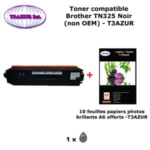 Toner compatible TN325 Bk pour imprimante Brother MFC 9460CDN, 9465CDN, 9970CDW Noir + 10f A6 brillants - T3AZUR  Toner compatible TN325 Bk pour imprimante Brother MFC 9460CDN, 9465CDN, 9970CDW Noir + 10f A6 brillants - T3AZUR
