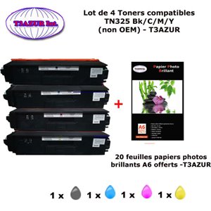 PACK 4 Toners Brother TN325 BK ,C,Y,M pour imprimante Brother HL 4140CN, 4150CDN, 4570CDW, 4570CDWT + 20f A6 brillants - T3AZUR  PACK 4 Toners Brother TN325 BK ,C,Y,M pour imprimante Brother HL 4140CN, 4150CDN, 4570CDW, 4570CDWT + 20f A6 brillants - T3AZUR