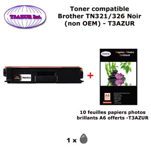 Toner compatible TN321, TN326 Bk pour imprimante Brother MFC L8600CDW, L8650CDW, L8850CDW Noir+10f A6 brillants - T3AZUR 
