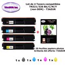 PACK 4 Toners Brother TN321,TN326 BK,C,Y,M pour imprimante Brother MFC L8600CDW , L8650CDW, L8850CDW +20f A6 brillants-T3AZUR 