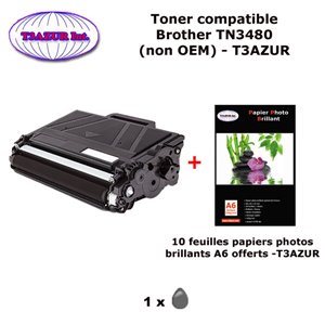 Toner compatible TN348 pour imprimante Brother MFC L5700, L5700DN, L5750DW+ 10f A6 brillants - T3AZUR 