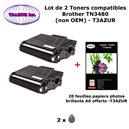 Pack 2 Toners compatibles TN348 pour imprimante Brother DCP L5500, L5500DN, L6600, L6600DW+ 20f A6 brillants - T3AZUR 