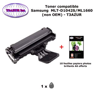 Toner générique MLT-D1042S pour imprimante Samsung ML 1660, 1665, 1670, 1674, 1675, 1860, 1865, 1865W +10f A6 brillantes -T3AZUR Toner générique MLT-D1042S pour imprimante Samsung ML 1660, 1665, 1670, 1674, 1675, 1860, 1865, 1865W +10f A6 brillantes -T3AZUR