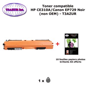 Toner générique Canon CRG729 Noir pour imprimante Canon i-Sensys LBP7010C, LBP7018C+10f PPA6 -T3AZUR Toner générique Canon CRG729 Noir pour imprimante Canon i-Sensys LBP7010C, LBP7018C+10f PPA6 -T3AZUR