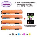4 Toners génériques Canon CRG729 Bk,C,M,Y pour imprimante Canon i-Sensys LBP7010C, LBP7018C+20f PPA6 -T3AZUR