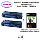 2 Toners génériques HP Q2612A pour imprimante HP LaserJet 1010, 1010W, 1012+20f papiers photos A6 -T3AZUR 