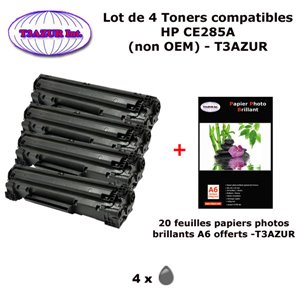 4 Toners génériques HP CE285A/  HP 85A pour HP LaserJet Pro M1132 M1212 M1214 M1217 M1232+ 20f papiers photos A6 -T3AZUR