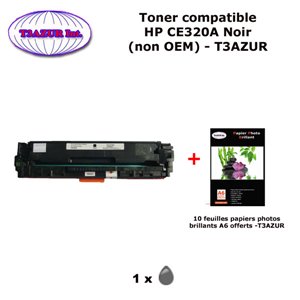 Toner générique HP CE320A pour HP LaserJet Pro CP1525 , CM1415 noir+ 10f papiers photos A6 -T3AZUR