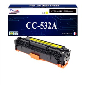 Toner générique HP CC532A ,HP 304A pour HP CP 2020 , 2025, 2025N Jaune+ 10f papiers photos A6 -T3AZUR