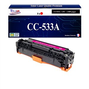 Toner générique HP CC533A ,HP 304A pour HP CP 2020 , 2025, 2025N Magenta+ 10f papiers photos A6 -T3AZUR