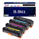 4 Toners génériques HP CC530,1,2,3A ,HP 304A pour HP CP 2020 , 2025, 2025N + 10f papiers photos A6 -T3AZUR