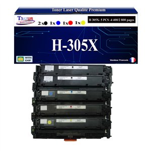 5 Toners génériques HP CE410X,1,2,3A,HP 305X pour HP LaserJet Pro 400 MFP M475, M351, M375, M451 +20f papiers photos A6 -T3AZUR