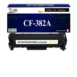 Toner générique HP CF382A, HP 312X pour HP LaserJet Pro MFP M476 Jaune+10f papiers photos A6 -T3AZUR