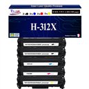 5 Toners génériques HP CF380A, CF381A, CF382A, CF383A, HP 312X +20f papiers photos A6 -T3AZUR