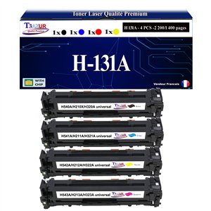 4 Toners génériques HP CF210X, CF211A, CF212A , CF213A , HP 131X + 20f papiers photos A6 -T3AZUR