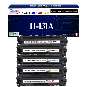 5 Toners génériques HP CF210X, CF211A, CF212A , CF213A , HP 131X + 20f papiers photos A6 -T3AZUR