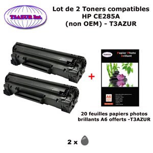 2 Toners génériques HP CE285A/  HP 85A pour HP LaserJet Pro M1132 M1212 M1214 M1217 M1232+ 20f papiers photos A6 -T3AZUR