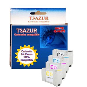 T3AZUR - Lot de 4 Cartouches recyclés HP n°80XL Bk,C,M,Y