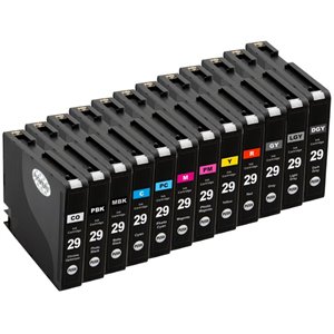 T3AZUR - Lot de 12 Cartouches génériques Canon PGI-29