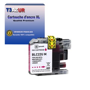 T3AZUR - Cartouche compatible avec Brother DCP-J785DW, MFC-J985DW, LC22U XL Magenta