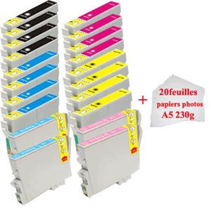 Lot de 20 Cartouches compatibles EpsonT0481/T0486+PA5  Lot de 20 Cartouches compatibles EpsonT0481/T0486+PA5