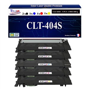 Lot de 5 Toners compatibles Samsung Xpress C483W, C483, CLT404S + 20f A6 brillantes-T3AZUR 